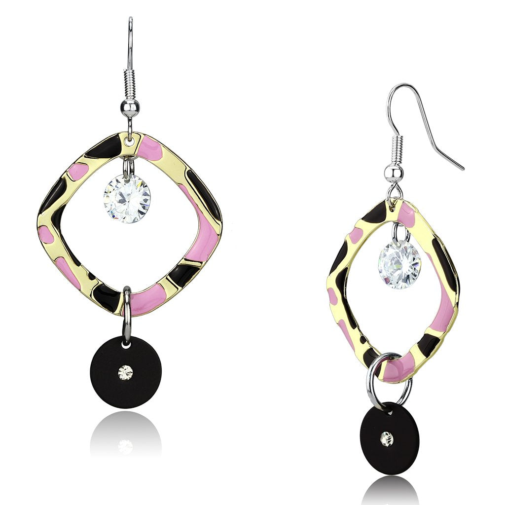 JCE2711 Special Color Iron Earrings with AAA Grade CZ in Clear