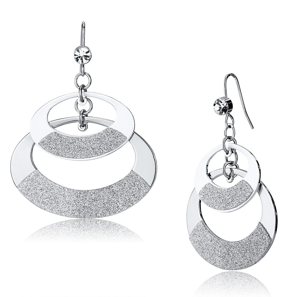 JCE2714 Matte Rhodium & Rhodium Iron Earrings with Top Grade Crystal in Clear