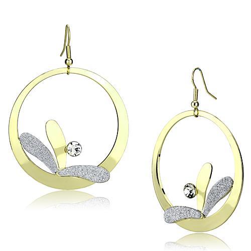 JCE2715 Gold Iron Earrings with Top Grade Crystal in Clear