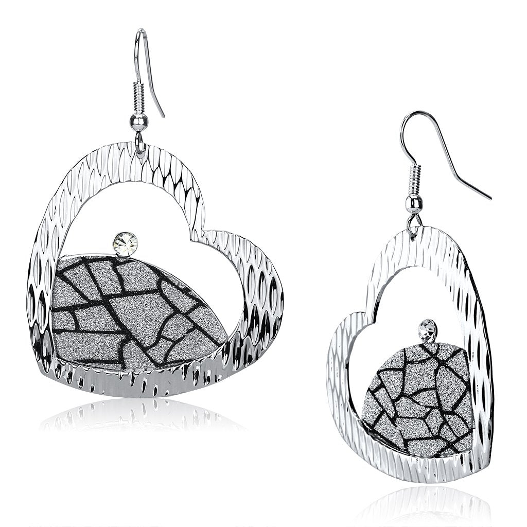 JCE2724 Rhodium Iron Earrings with Top Grade Crystal in Clear