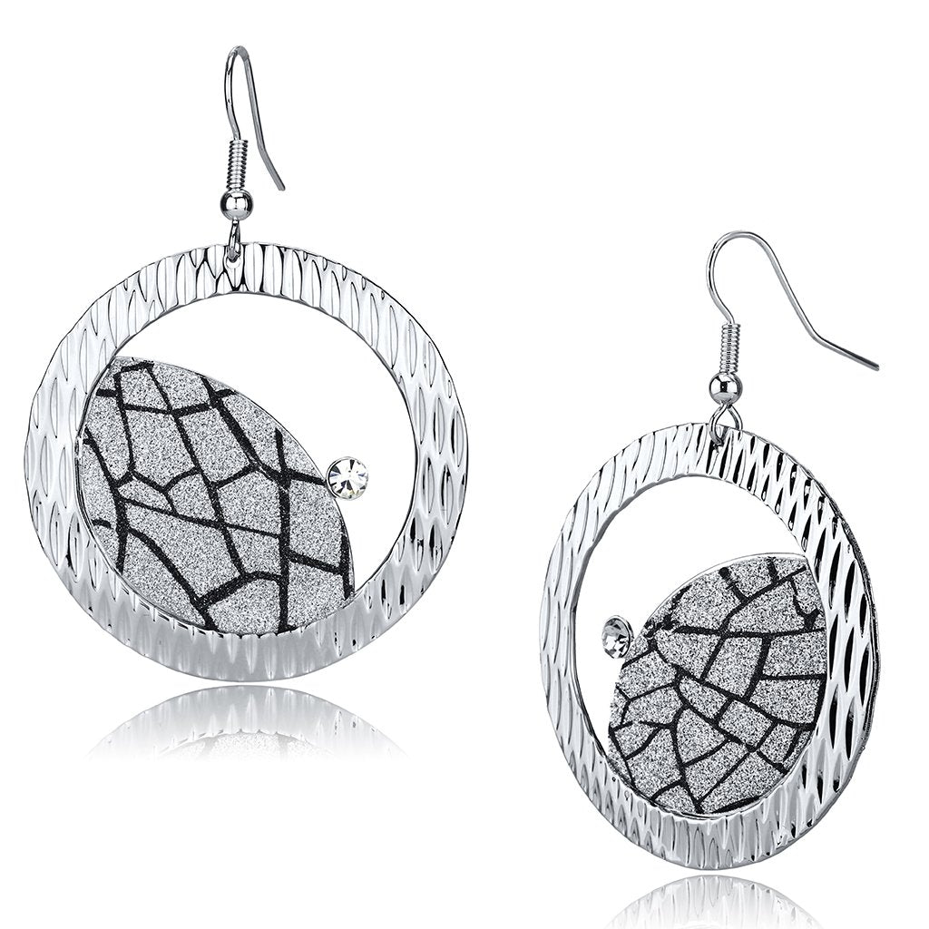 JCE2725 Rhodium Iron Earrings with Top Grade Crystal in Clear
