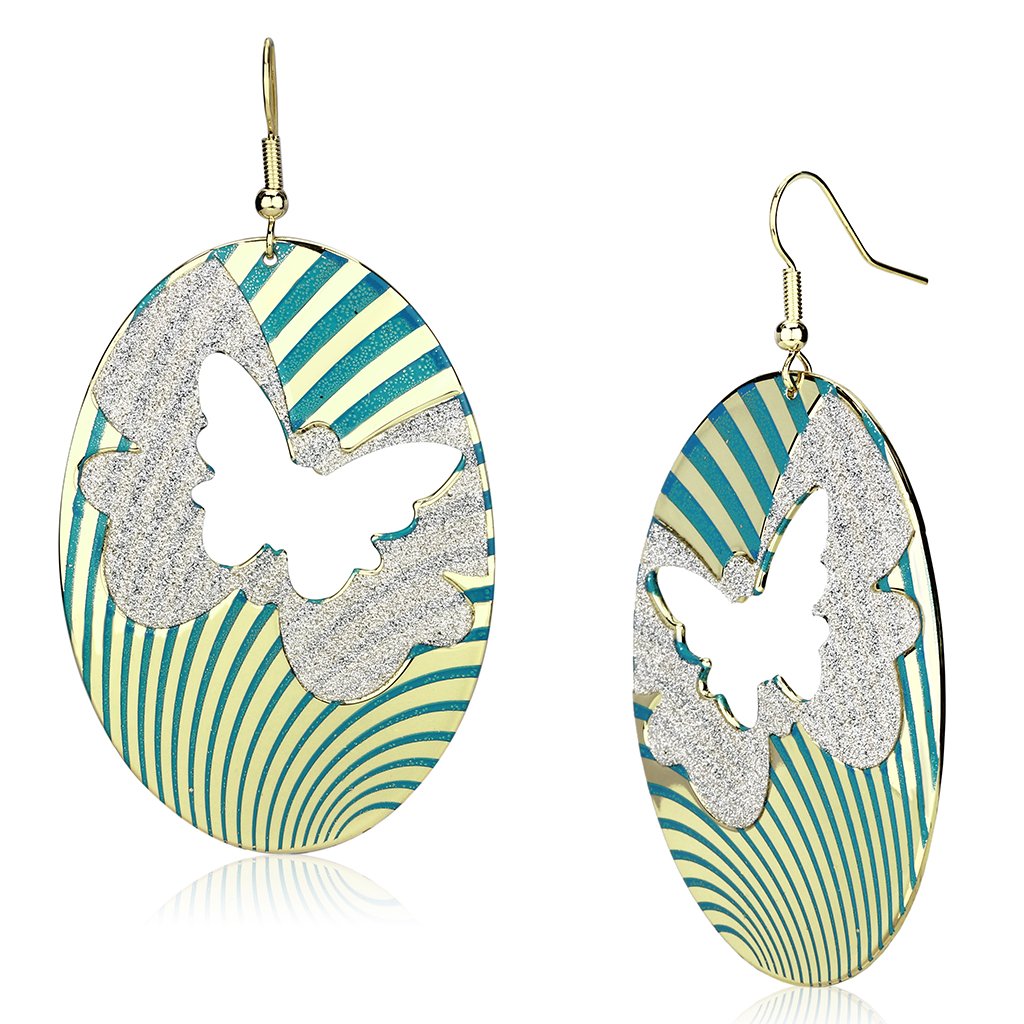 JCE2726 Gold Iron Earrings with Epoxy in Capri Blue