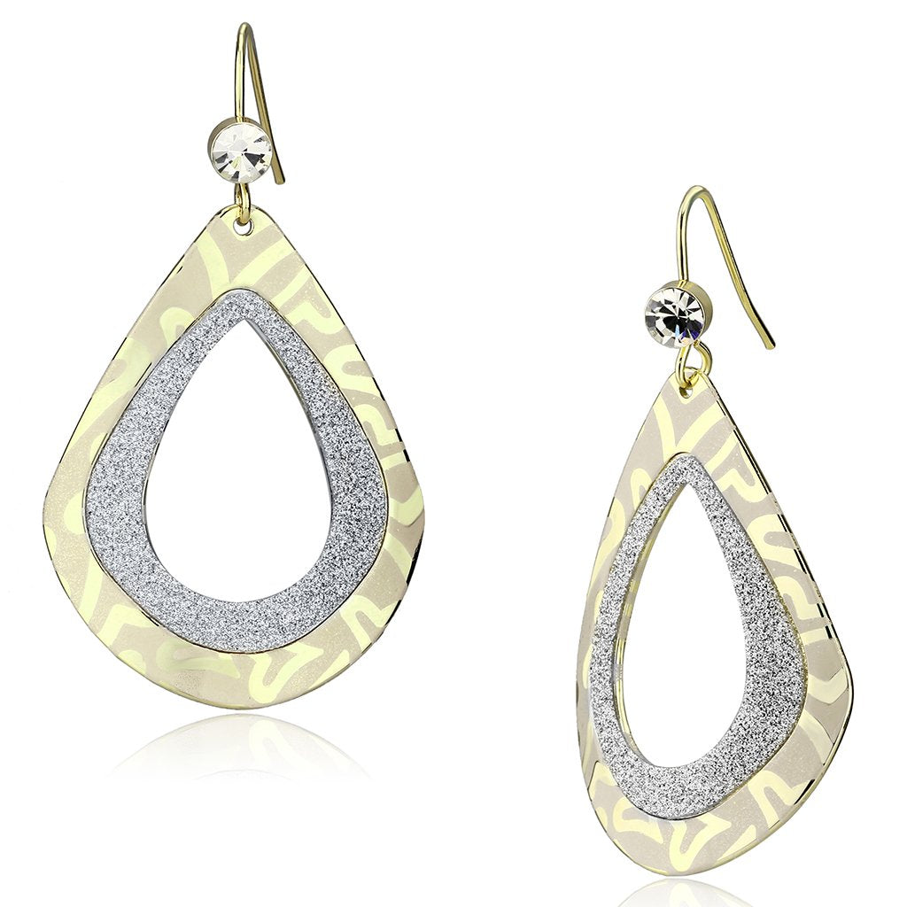 JCE2729 Gold Iron Earrings with Top Grade Crystal in Clear