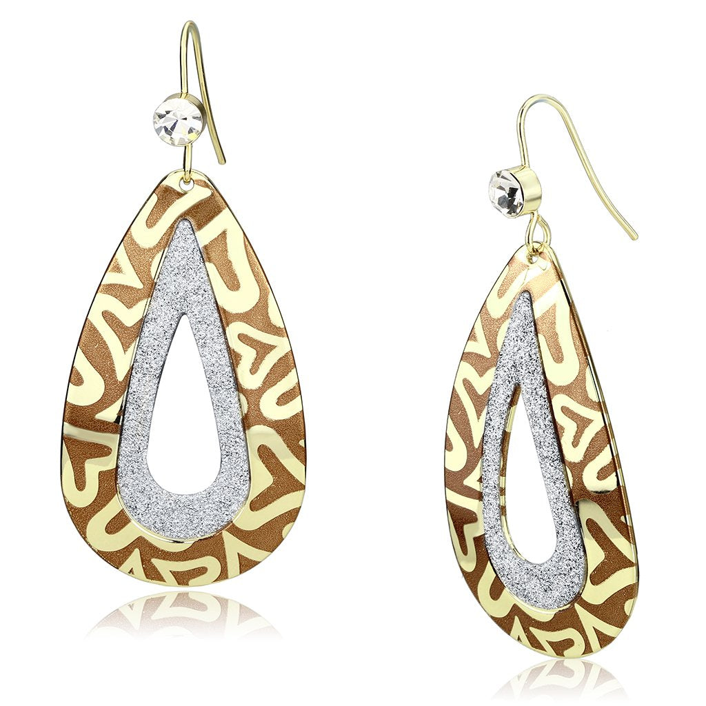 JCE2732 Gold Iron Earrings with Top Grade Crystal in Clear