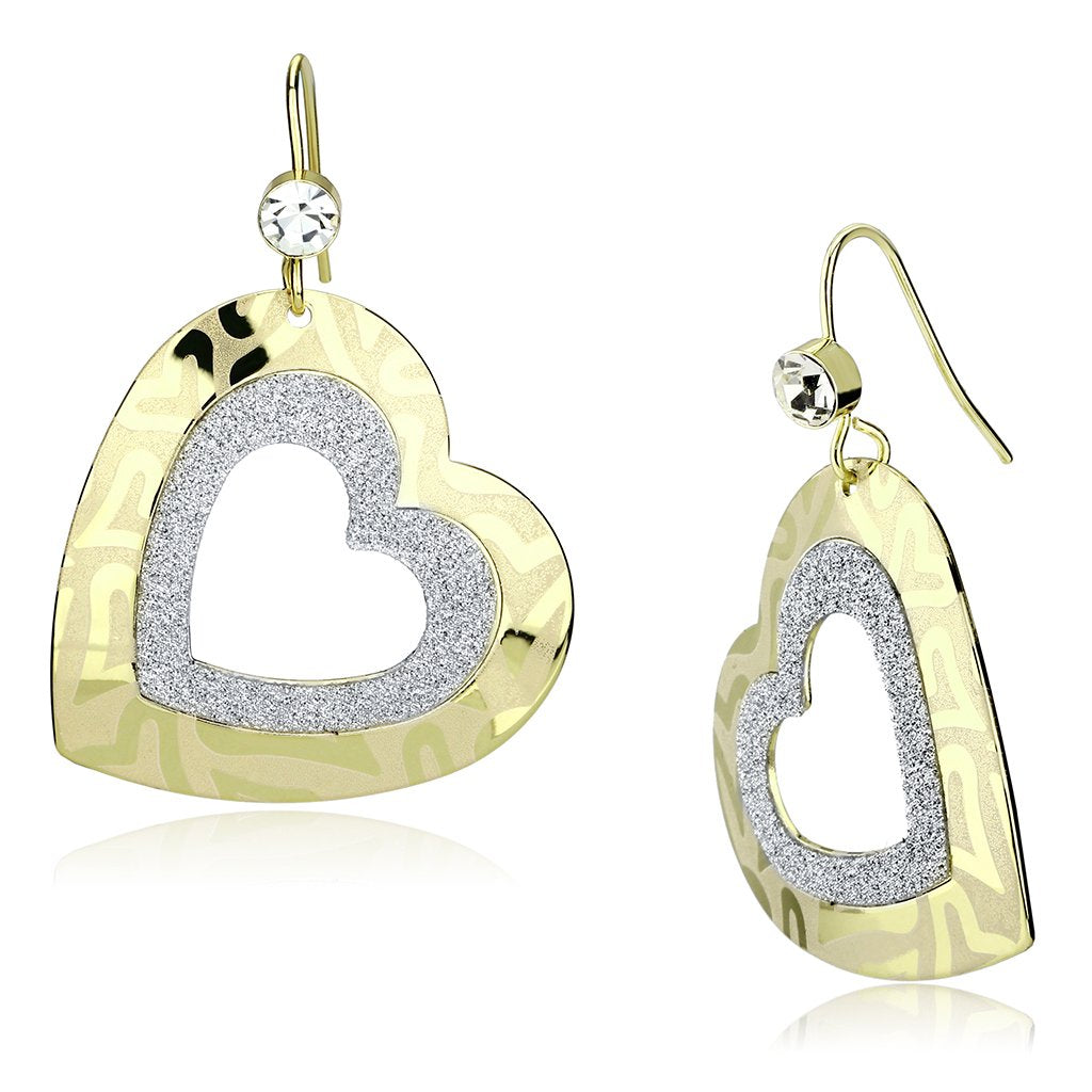 JCE2733 Gold Iron Earrings with Top Grade Crystal in Clear