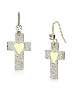 JCE2735 Gold Iron Earrings with Top Grade Crystal in Clear