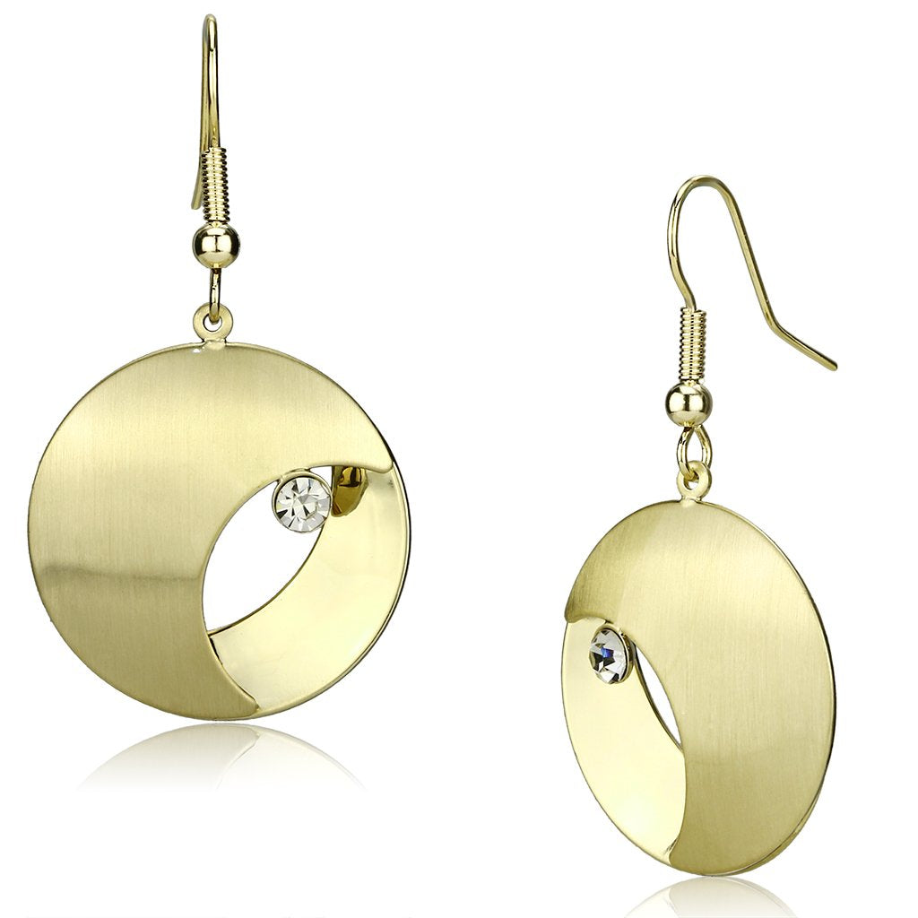 JCE2738 Matte Gold & Gold Iron Earrings with Top Grade Crystal in Clear