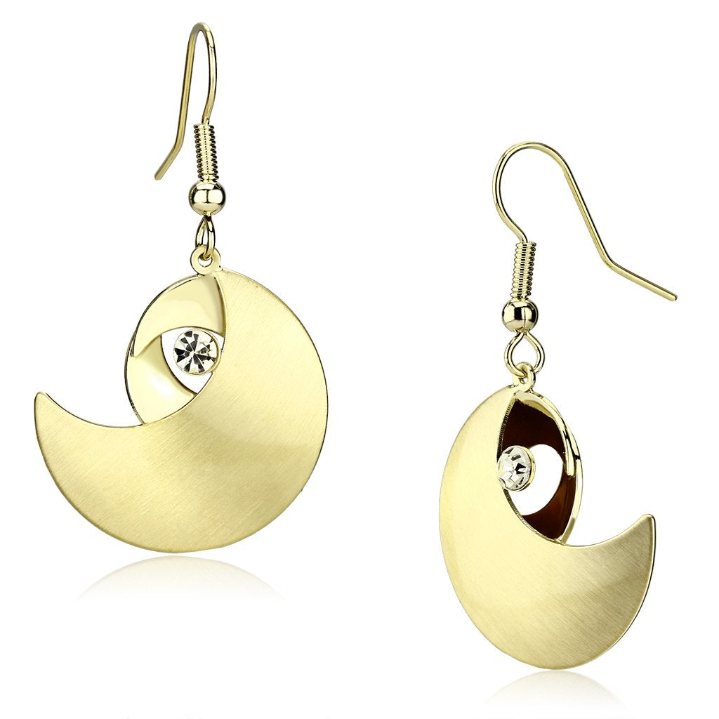 JCE2739 Matte Gold & Gold Iron Earrings with Top Grade Crystal in Clear