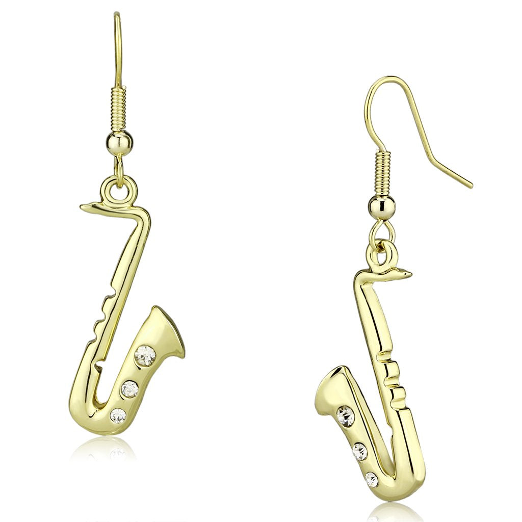 JCE2741 Gold Iron Earrings with Top Grade Crystal in Clear