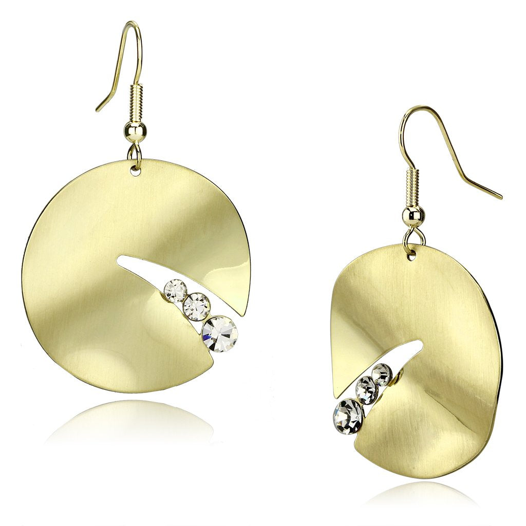 JCE2742 Matte Gold & Gold Iron Earrings with Top Grade Crystal in Clear