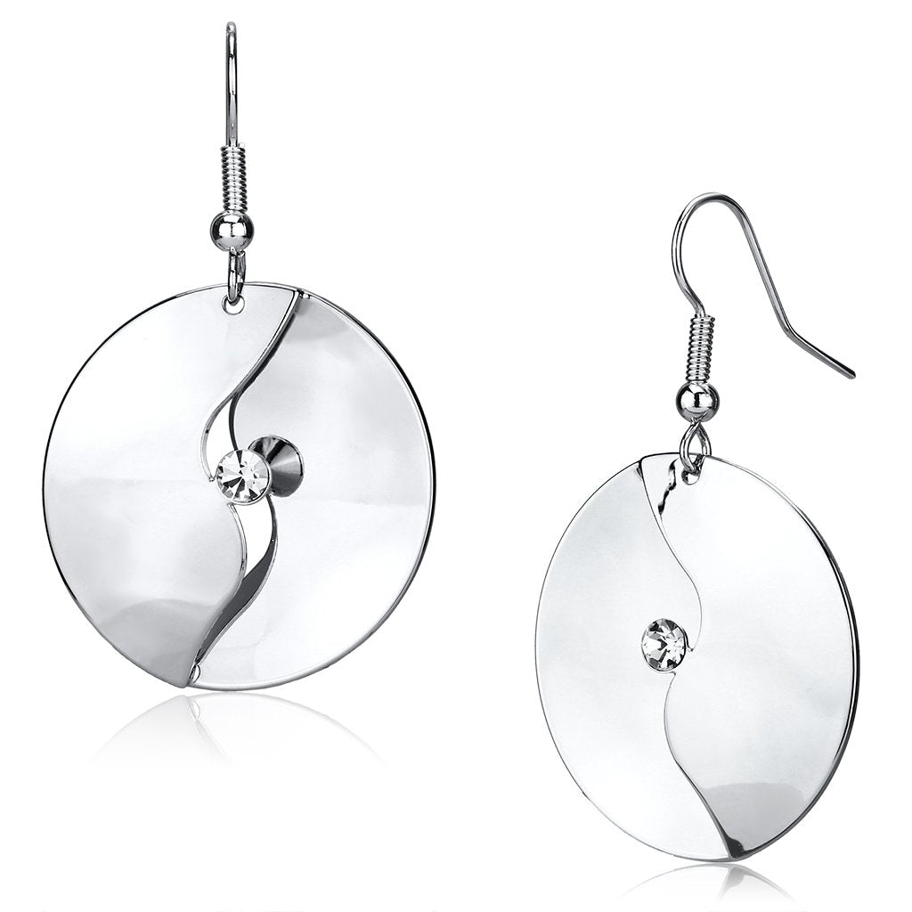 JCE2745 Rhodium Iron Earrings with Top Grade Crystal in Clear