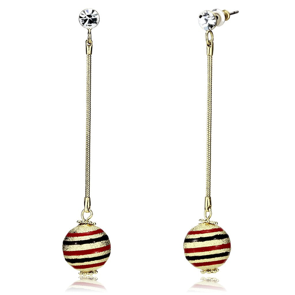 JCE2748 Gold Iron Earrings with Top Grade Crystal in Clear