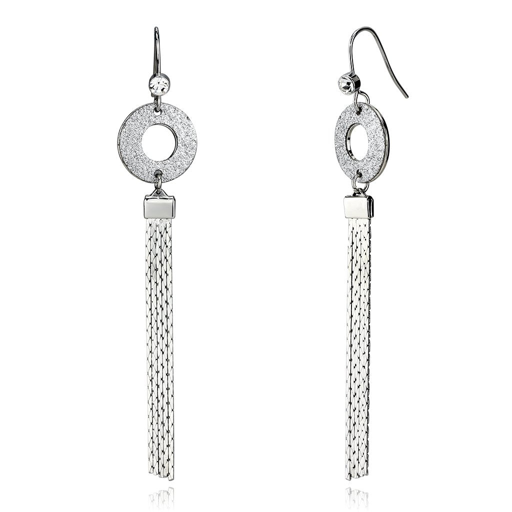 JCE2749 Rhodium Iron Earrings with Top Grade Crystal in Clear