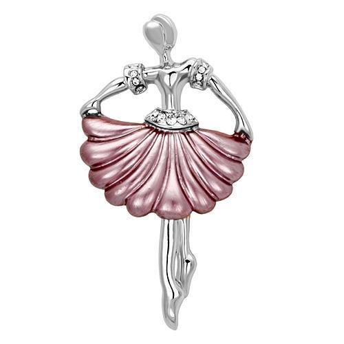 JCE2779 Imitation Rhodium White Metal Brooches with Top Grade Crystal in Clear