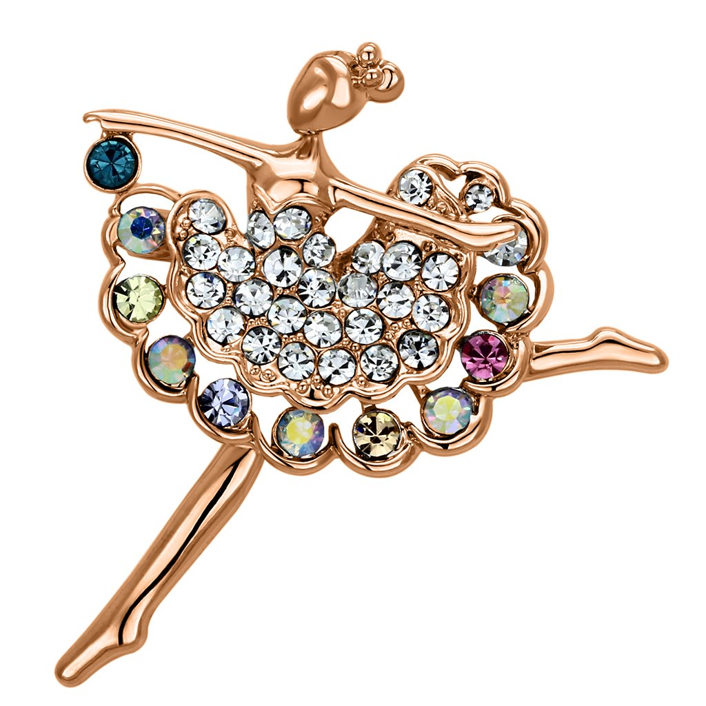 JCE2781 Imitation Rhodium White Metal Brooches with Top Grade Crystal in Multi Color
