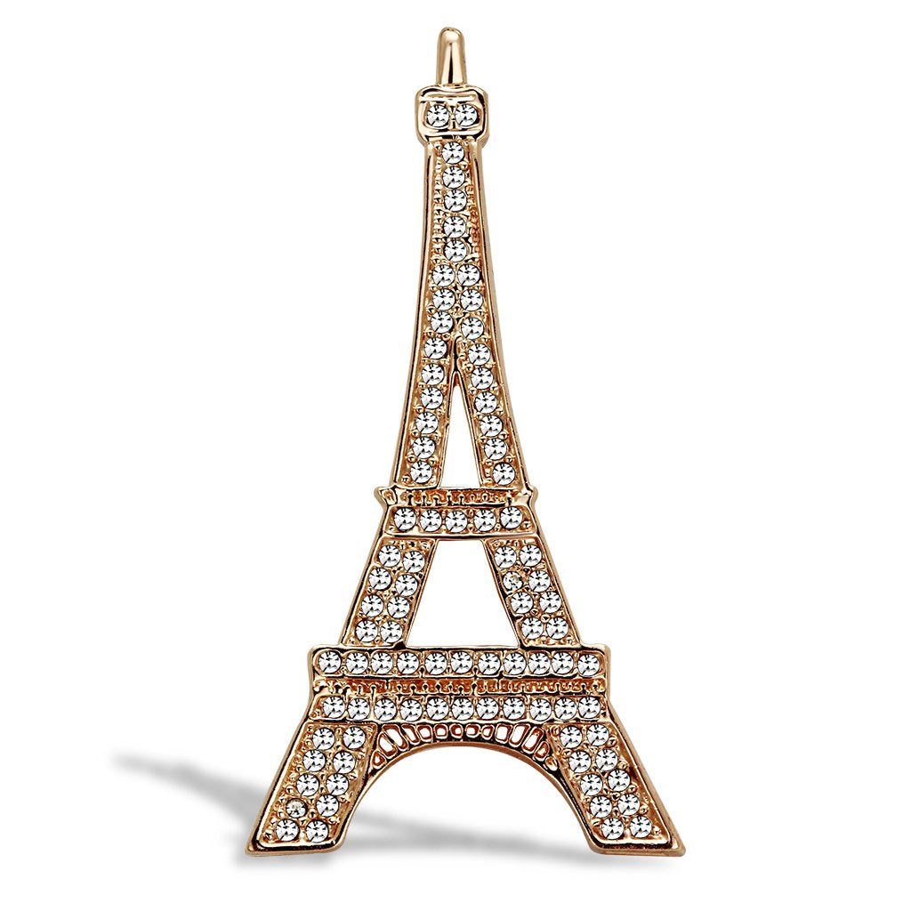 JCE2785 Flash Rose Gold White Metal Brooches with Top Grade Crystal in Clear