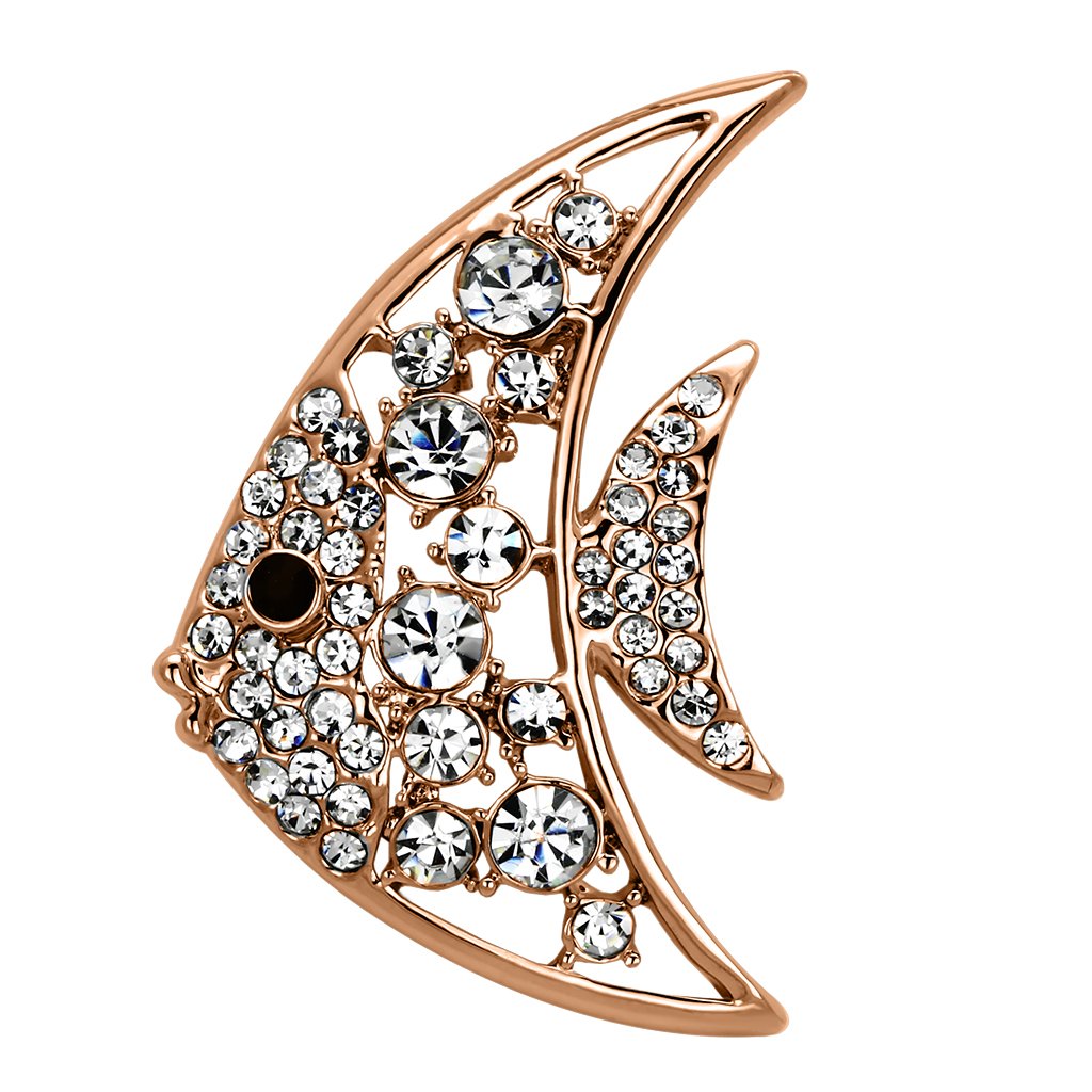 JCE2786 Imitation Rhodium White Metal Brooches with Top Grade Crystal in Clear