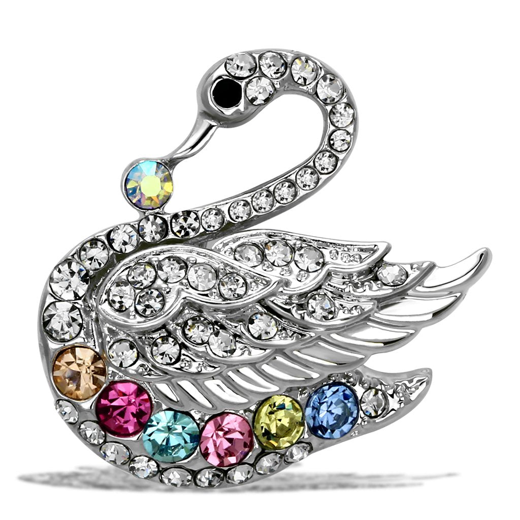 JCE2788 Imitation Rhodium White Metal Brooches with Top Grade Crystal in Multi Color