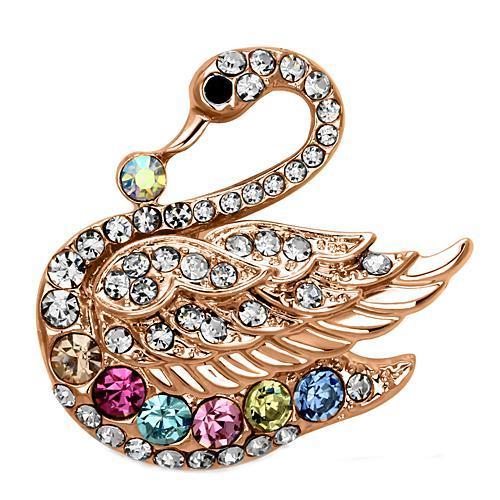 JCE2789 Flash Rose Gold White Metal Brooches with Top Grade Crystal in Multi Color