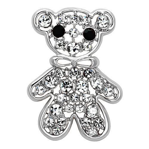 JCE2791 Imitation Rhodium White Metal Brooches with Top Grade Crystal in Clear
