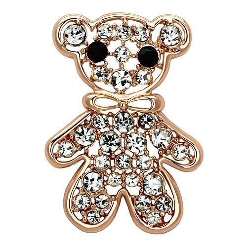 JCE2792 Flash Rose Gold White Metal Brooches with Top Grade Crystal in Clear