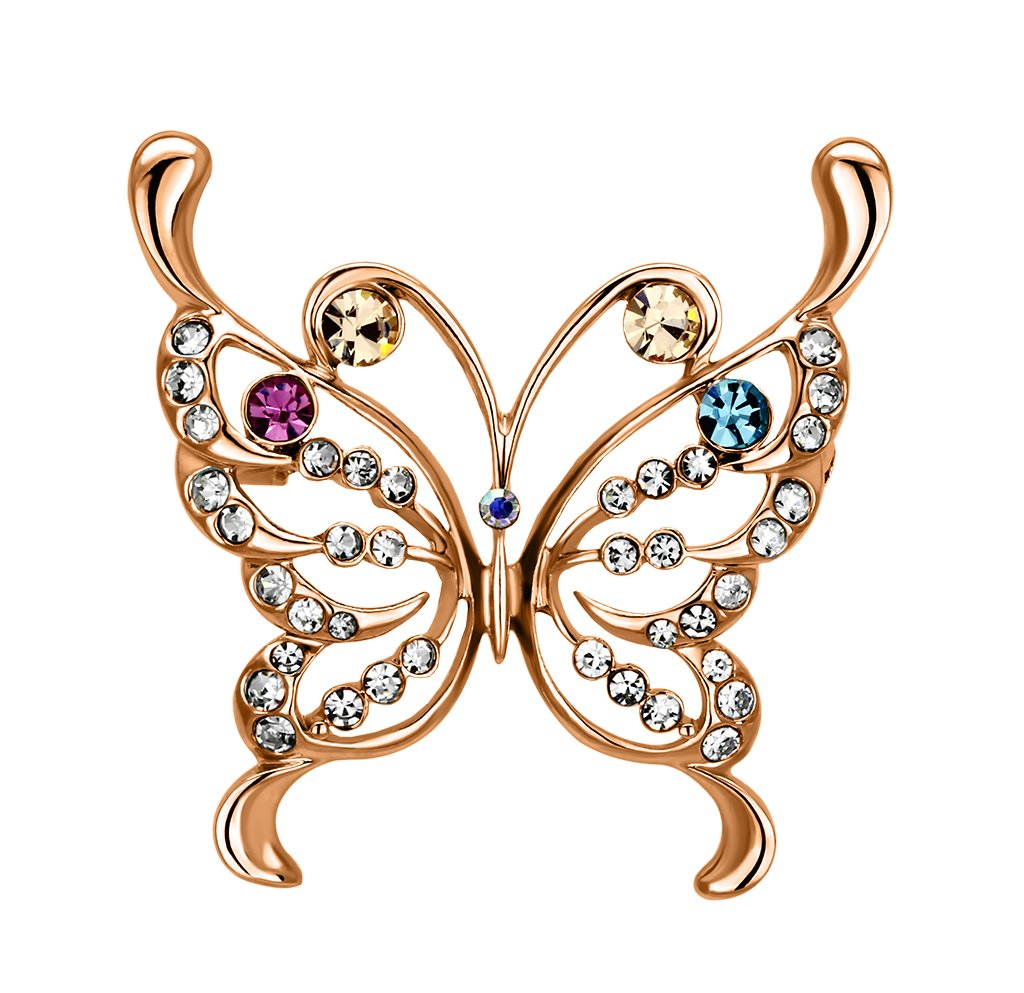 JCE2793 Imitation Rhodium White Metal Brooches with Top Grade Crystal in Multi Color
