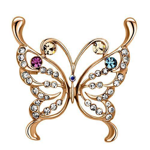 JCE2794 Flash Rose Gold White Metal Brooches with Top Grade Crystal in Multi Color