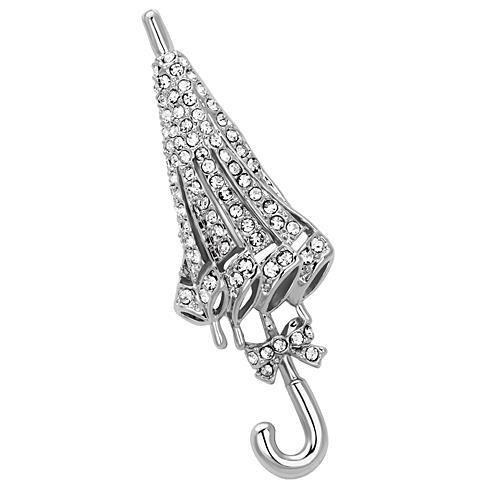 JCE2795 Imitation Rhodium White Metal Brooches with Top Grade Crystal in Clear