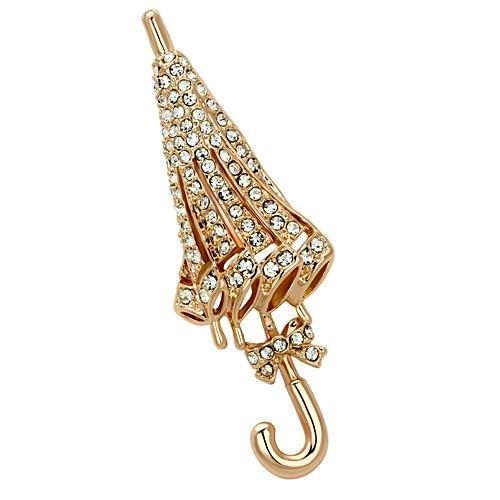 JCE2796 Flash Rose Gold White Metal Brooches with Top Grade Crystal in Clear