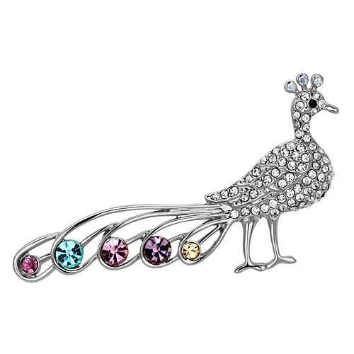 JCE2797 Imitation Rhodium White Metal Brooches with Top Grade Crystal in Multi Color