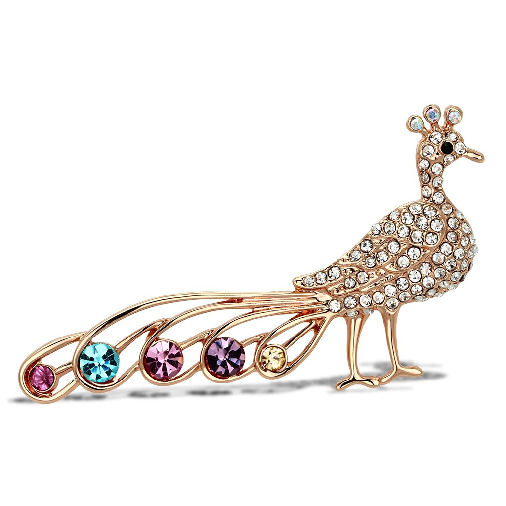 JCE2798 Flash Rose Gold White Metal Brooches with Top Grade Crystal in Multi Color