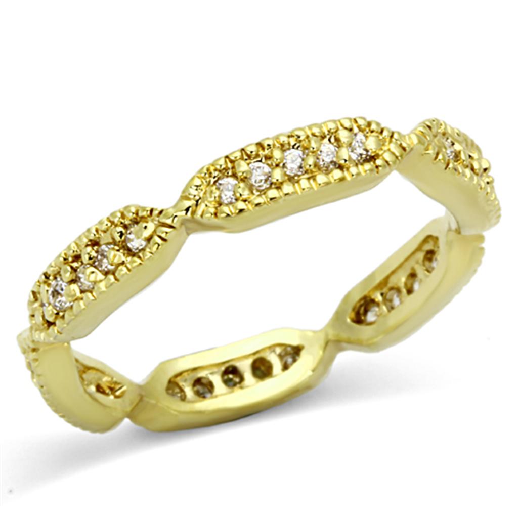JCE3001 Gold Brass Ring with AAA Grade CZ in Clear