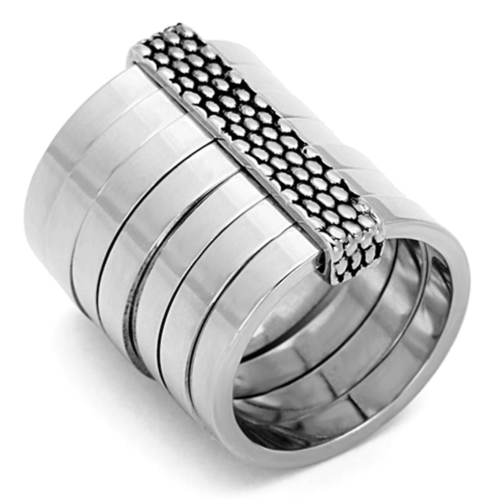 JCE3014 Rhodium Brass Ring with Epoxy in Jet