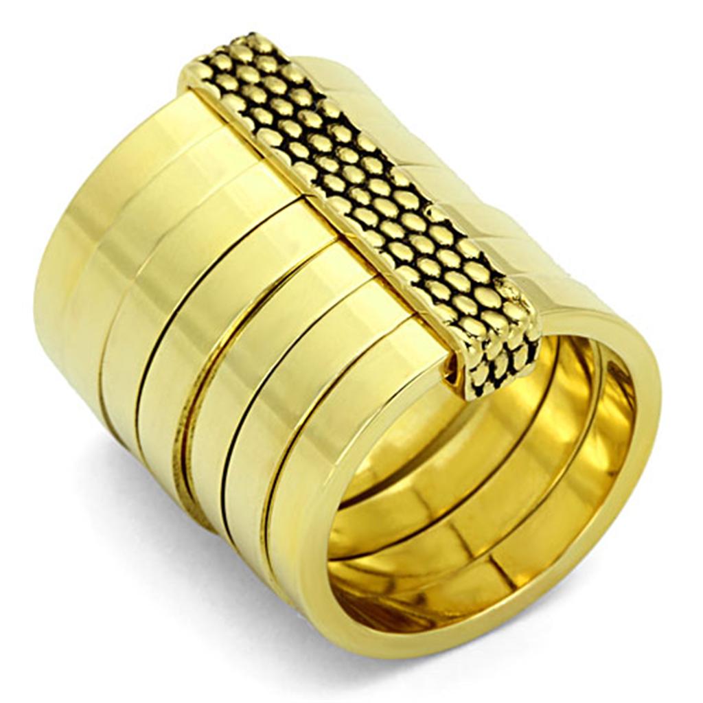 JCE3018 Gold Brass Ring with Epoxy in Jet