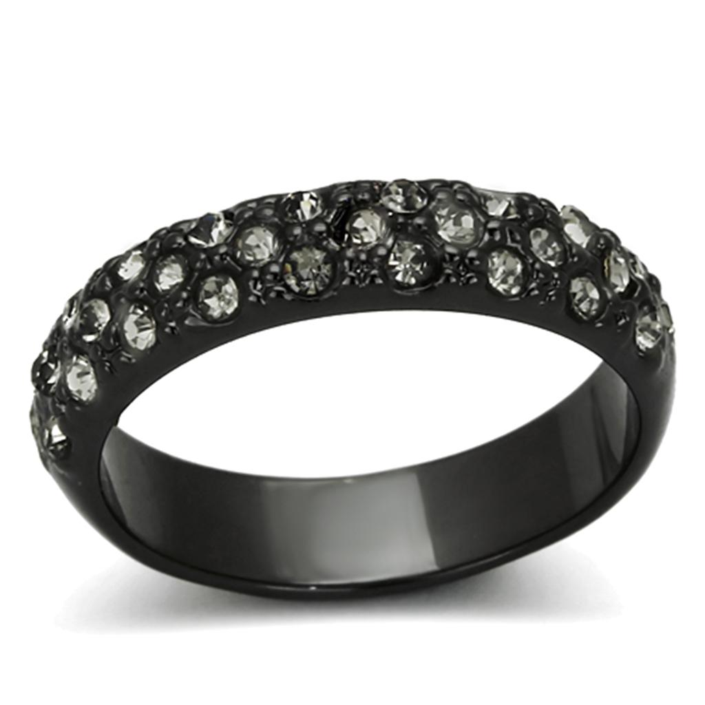 JCE3064 TIN Cobalt Black Brass Ring with Top Grade Crystal in Black Diamond