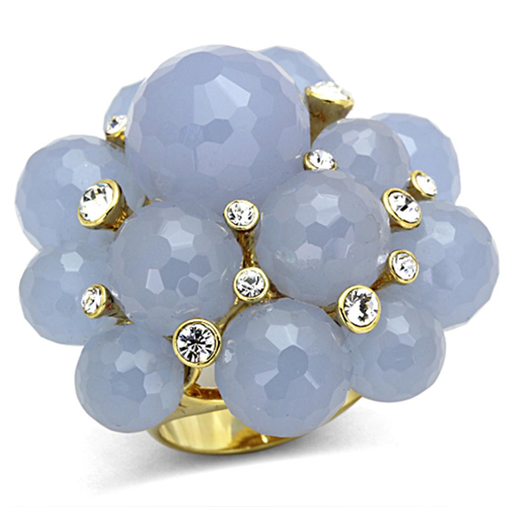 JCE3214 Gold Brass Ring with Synthetic Synthetic Glass in Gray