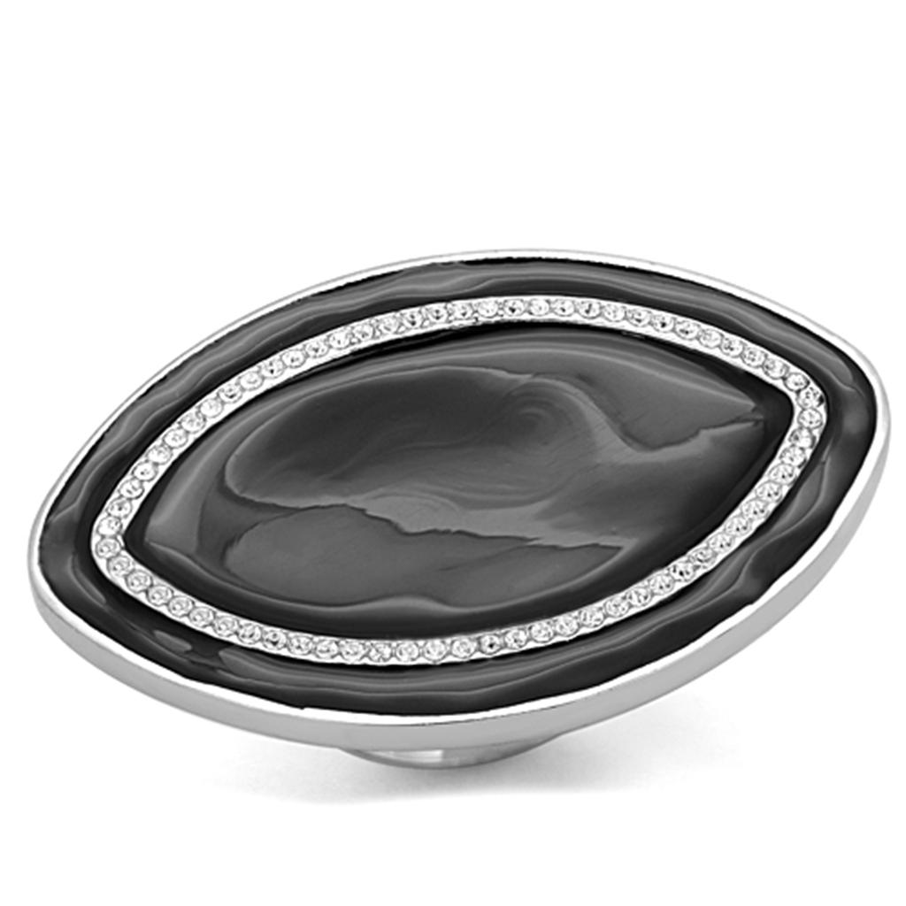 JCE3217 Rhodium Brass Ring with Top Grade Crystal in Clear