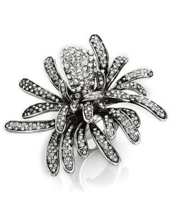 JCE3444 Rhodium Brass Ring with Top Grade Crystal in Clear