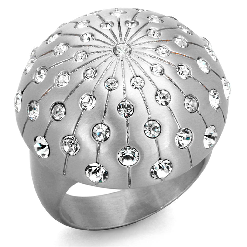 JCE3515 Rhodium+Brushed Brass Ring with Top Grade Crystal in Clear