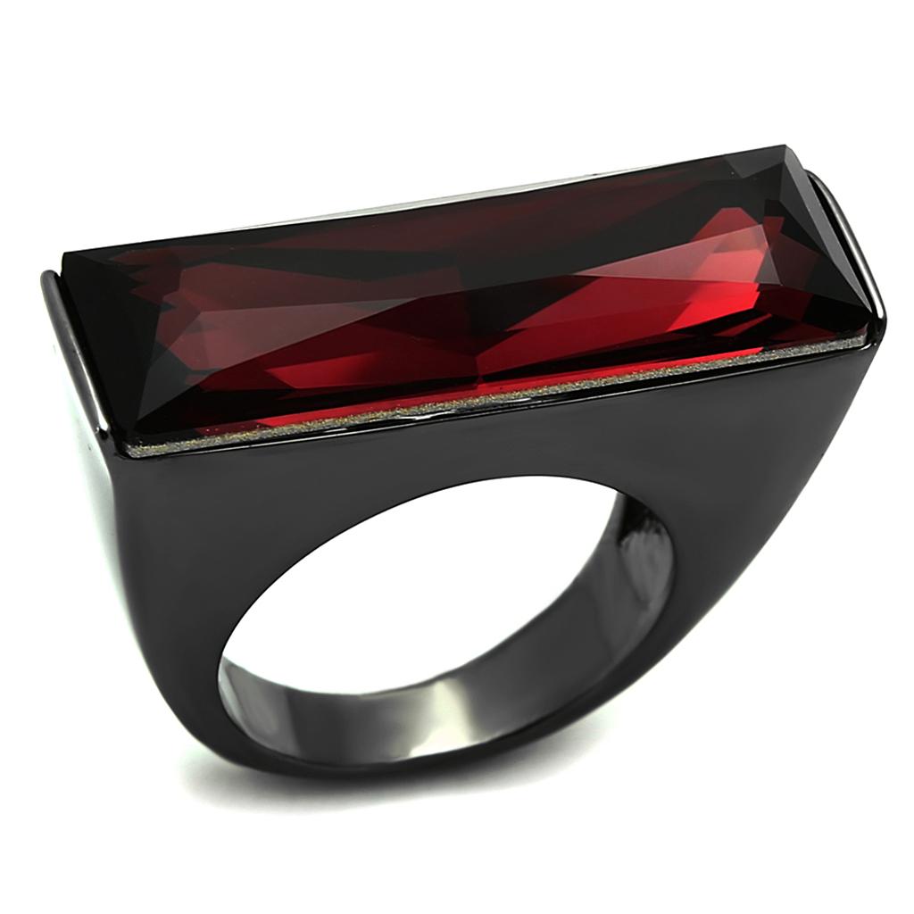 JCE3517 TIN Cobalt Black Brass Ring with Top Grade Crystal in Siam