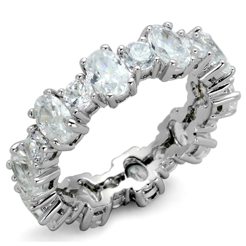 JCE3561 Rhodium Brass Ring with AAA Grade CZ in Clear