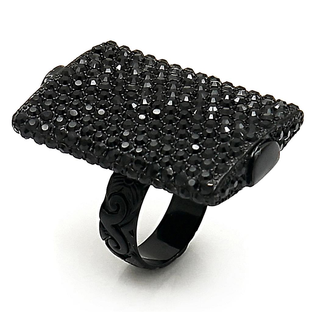 JCE3590 TIN Cobalt Black Brass Ring with Top Grade Crystal in Hematite