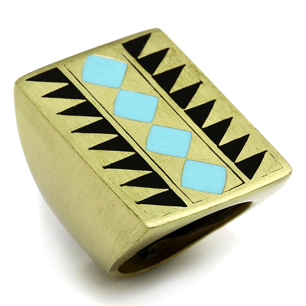 JCE3595 Antique Copper Brass Ring with Epoxy in Turquoise