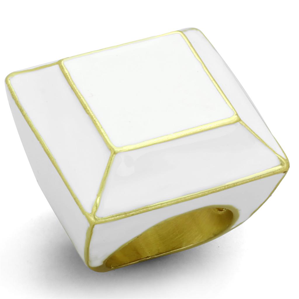 JCE3604 Gold & Brush Brass Ring with Epoxy in White