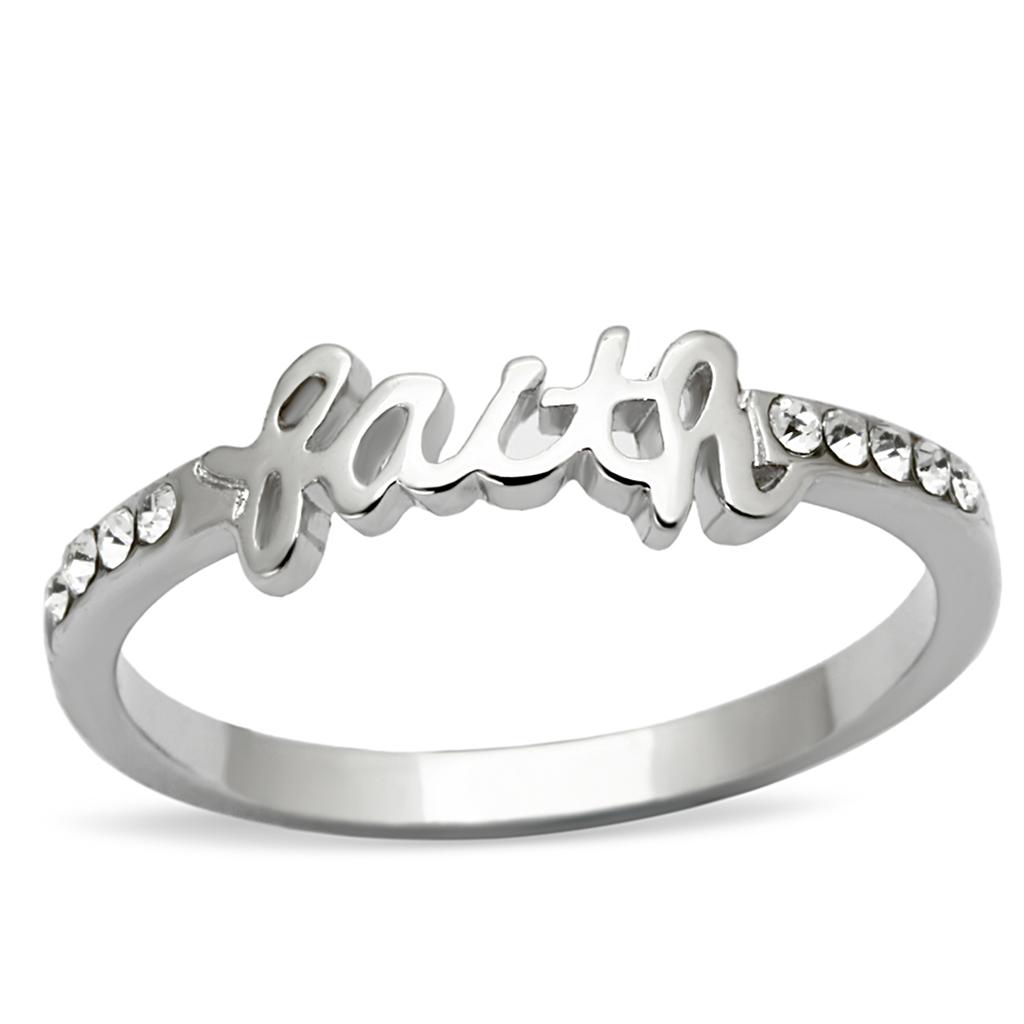 JCE3968 Rhodium Brass Ring with Top Grade Crystal in Clear