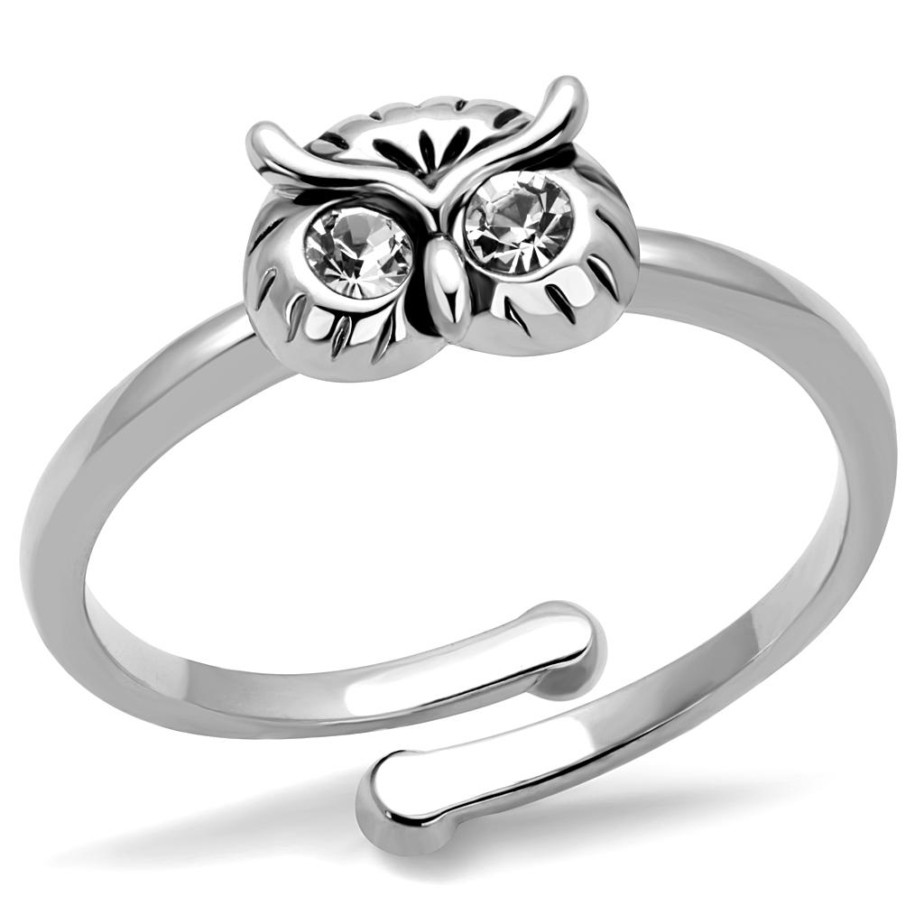JCE4049 Rhodium Brass Ring with Top Grade Crystal  in Clear