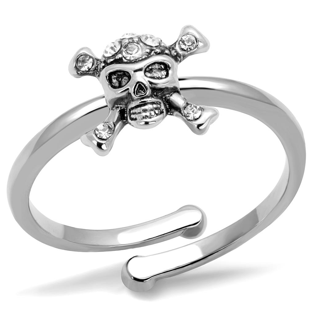 JCE4055 Rhodium Brass Ring with Top Grade Crystal  in Clear