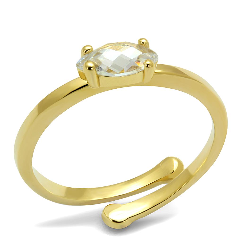 JCE4067 Flash Gold Brass Ring with AAA Grade CZ in Clear