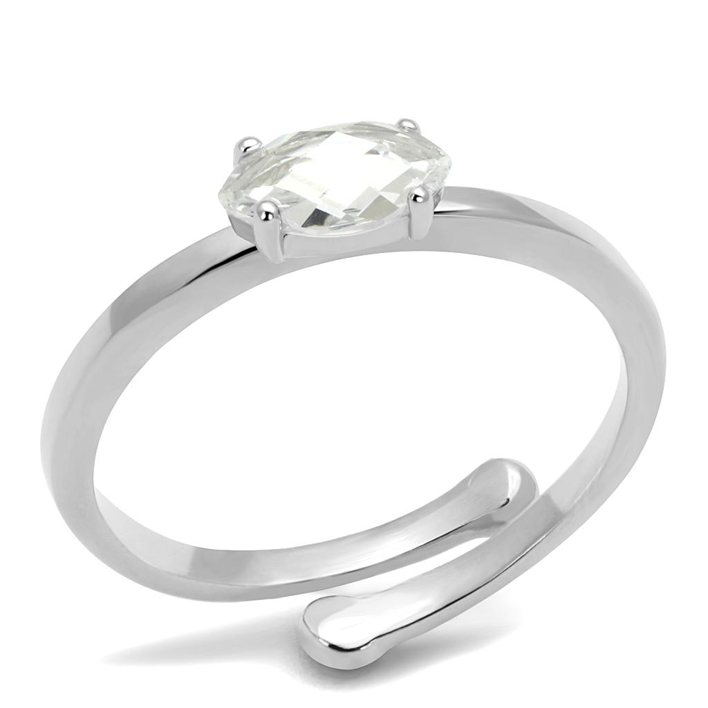 JCE4070 Rhodium Brass Ring with AAA Grade CZ in Clear