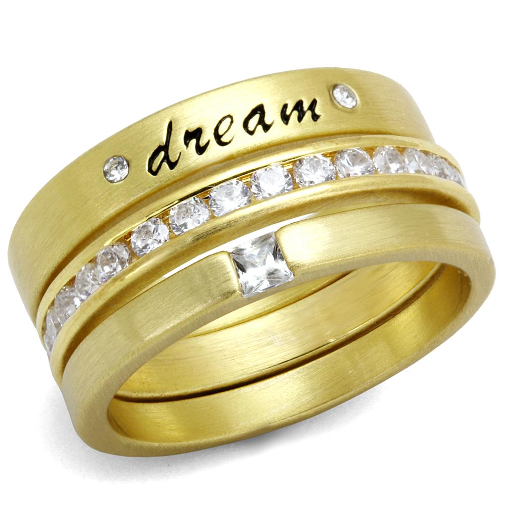 JCE4114 Gold Brass Ring with AAA Grade CZ in Clear